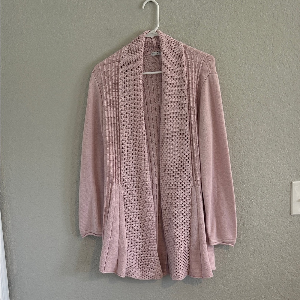 Notations Light Pink Open-Front Cardigan